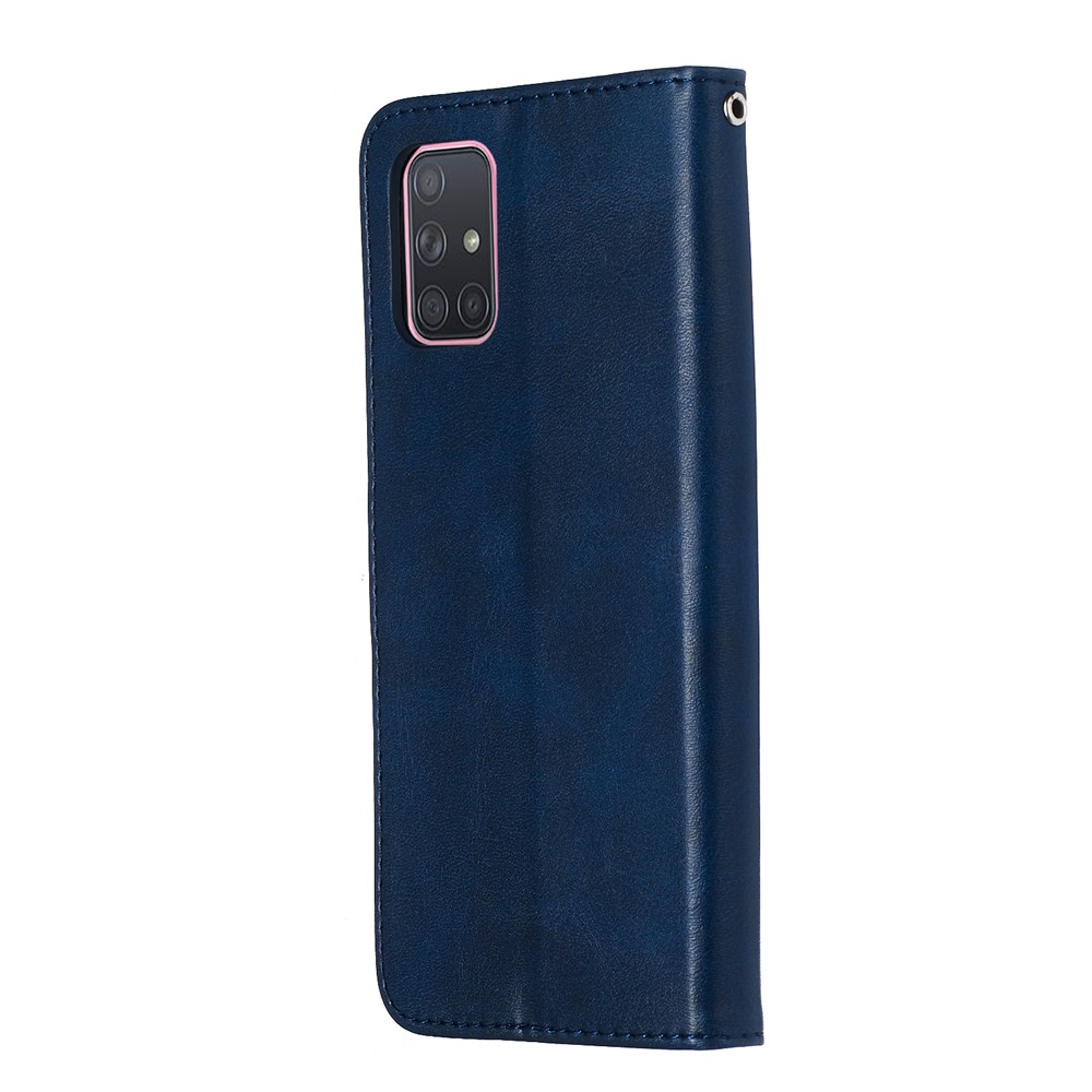 Zipper Pocket Wallet Stand Flip Leather Cell Phone Cover for Samsung Galaxy A71 - Blue-5