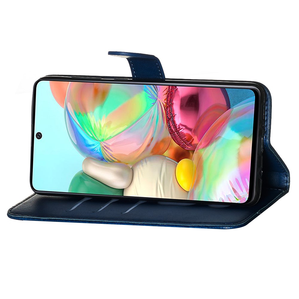 Zipper Pocket Wallet Stand Flip Leather Cell Phone Cover for Samsung Galaxy A71 - Blue-8