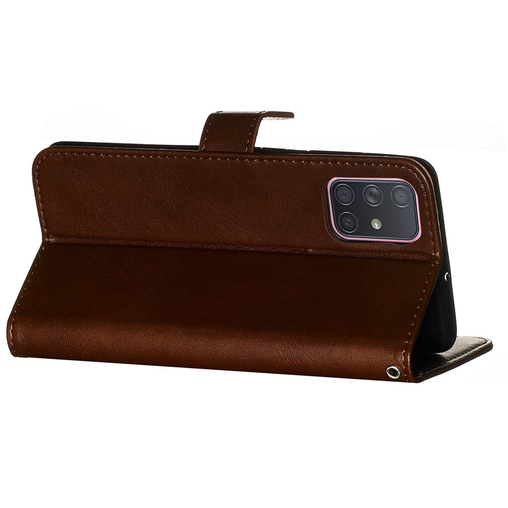 Zipper Pocket Wallet Stand Flip Leather Cell Phone Cover for Samsung Galaxy A71 - Brown-7