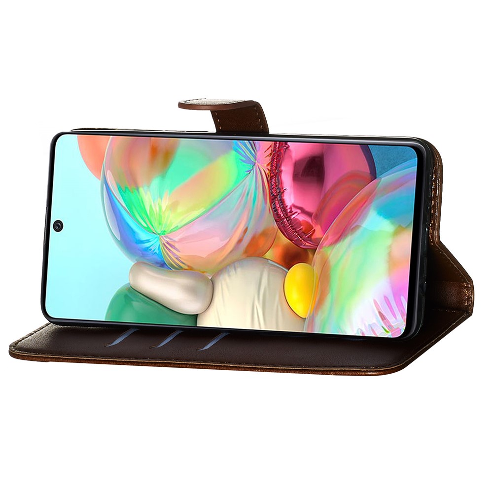 Reißverschluss Tasche Brieftasche Stand Flip Leder Handyabdeckung Für Samsung Galaxy A71 - Braun-8