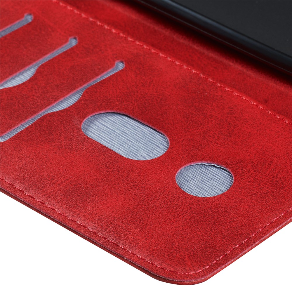 Zipper Pocket Leather Wallet Case for Samsung Galaxy A51 - Red-11