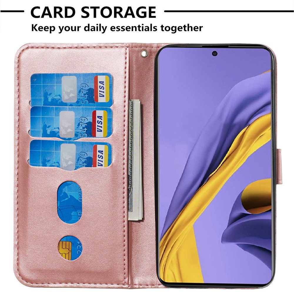 Zipper Pocket Leather Wallet Case for Samsung Galaxy A51 - Rose Gold-6