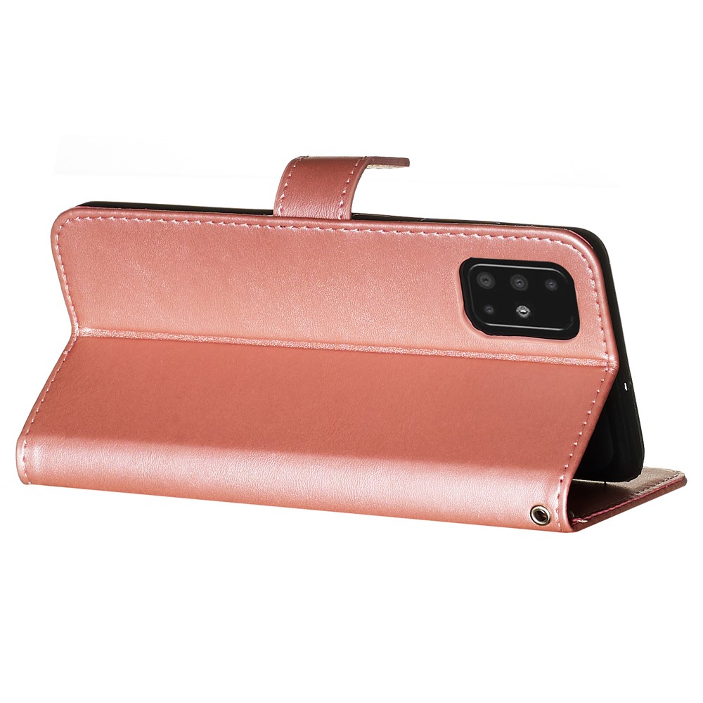 Zipper Pocket Leather Wallet Case for Samsung Galaxy A51 - Rose Gold-7