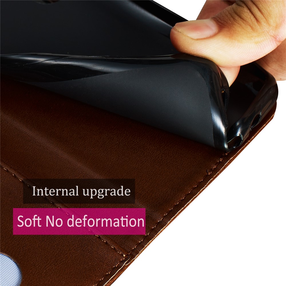 Zipper Pocket Leather Wallet Case for Samsung Galaxy A51 - Brown-10