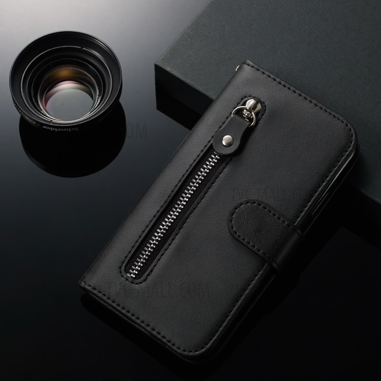 Zipper Pocket Leather Wallet Case for Samsung Galaxy S20 Ultra - Black-12