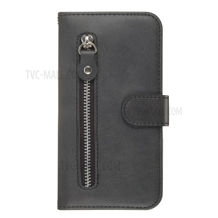 Zipper Pocket Leather Wallet Case for Samsung Galaxy S20 Ultra - Black-3
