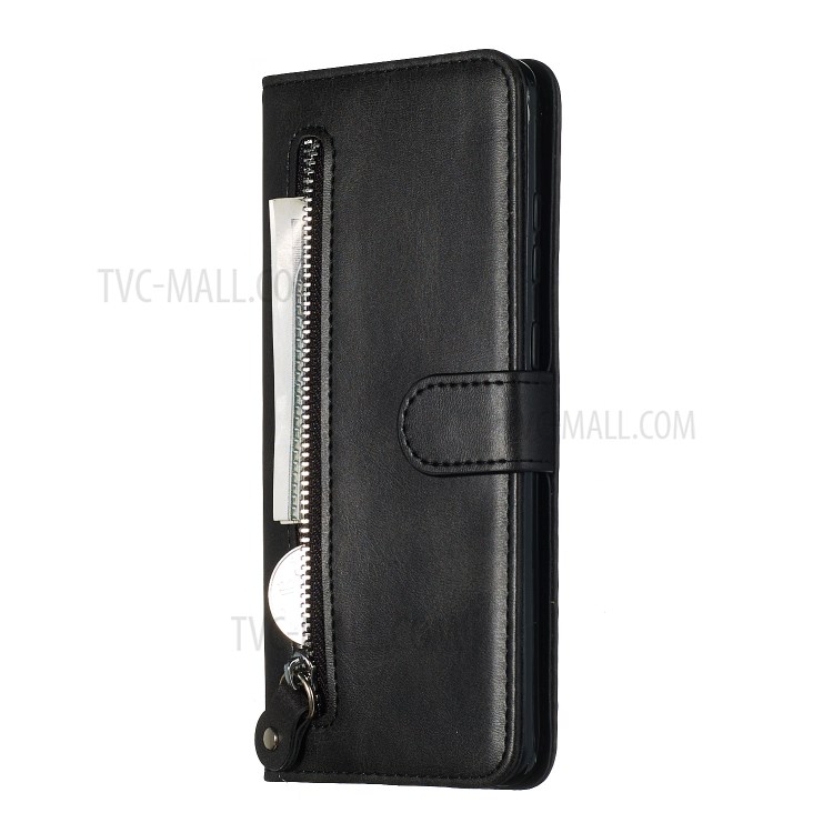Zipper Pocket Leather Wallet Case for Samsung Galaxy S20 Ultra - Black-4