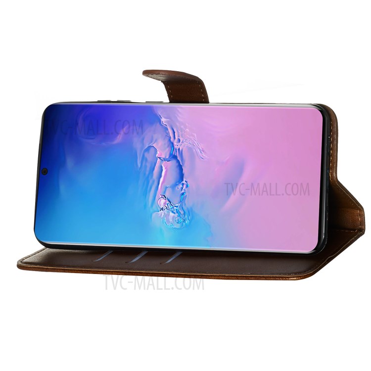 Zipper Pocket Leather Wallet Case for Samsung Galaxy S20 Ultra - Brown-8