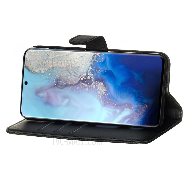 Zipper Pocket Leather Wallet Stand Case for Samsung Galaxy S20 - Black-8
