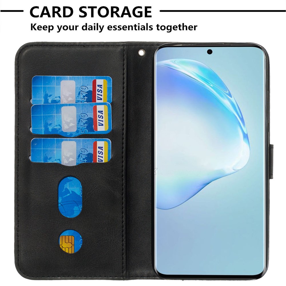 Stylish Zipper Pocket Leather Wallet Case for Samsung Galaxy S20 Plus - Black-6