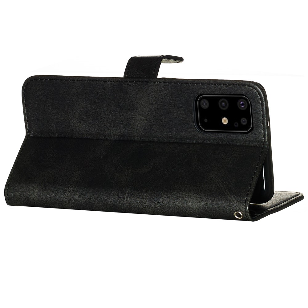 Stylish Zipper Pocket Leather Wallet Case for Samsung Galaxy S20 Plus - Black-7