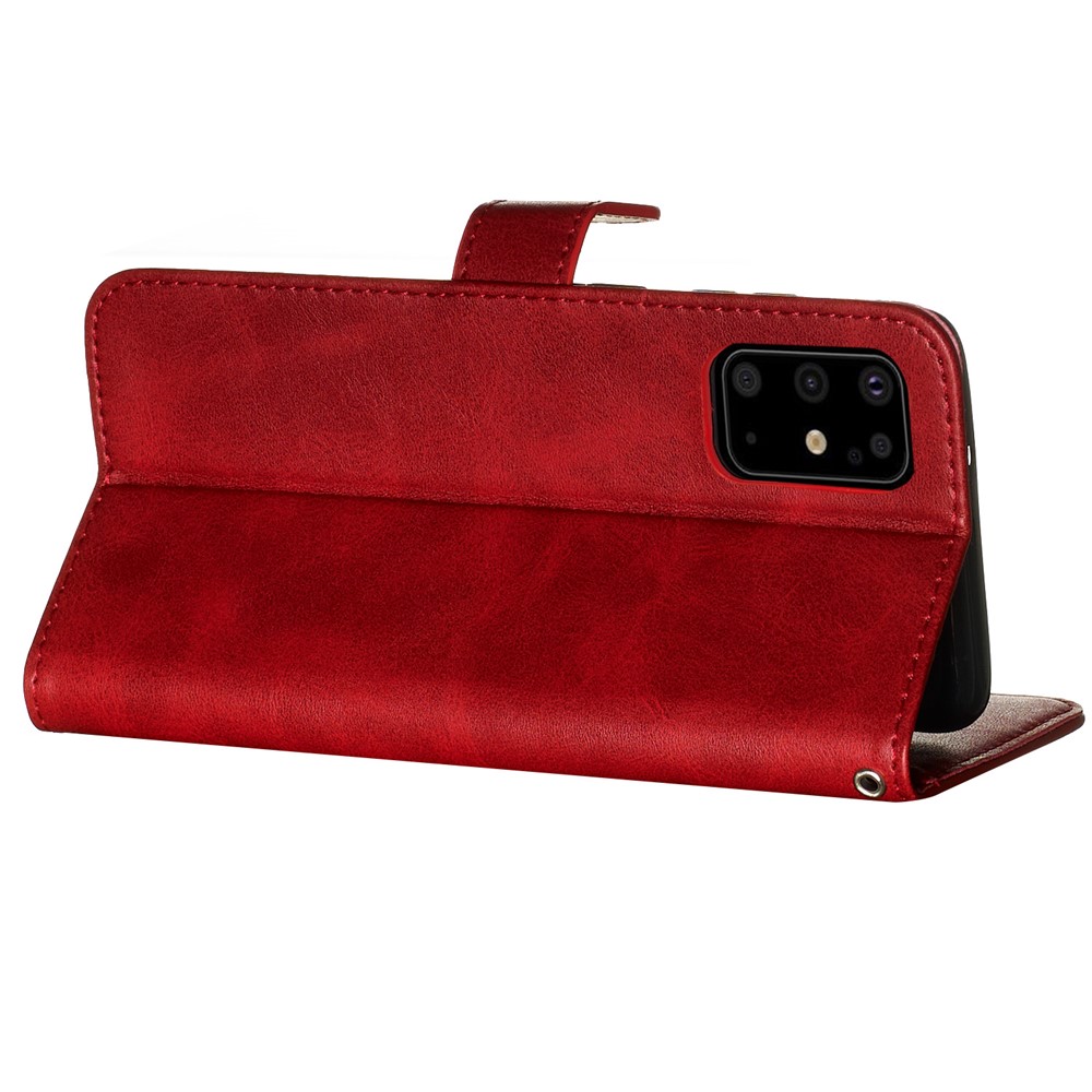 Stylish Zipper Pocket Leather Wallet Case for Samsung Galaxy S20 Plus - Red-7