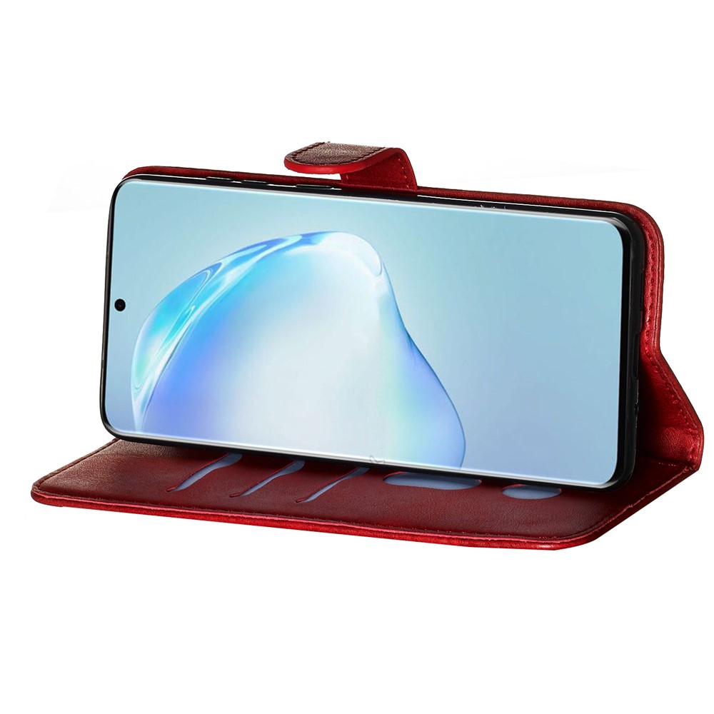 Stylish Zipper Pocket Leather Wallet Case for Samsung Galaxy S20 Plus - Red-8