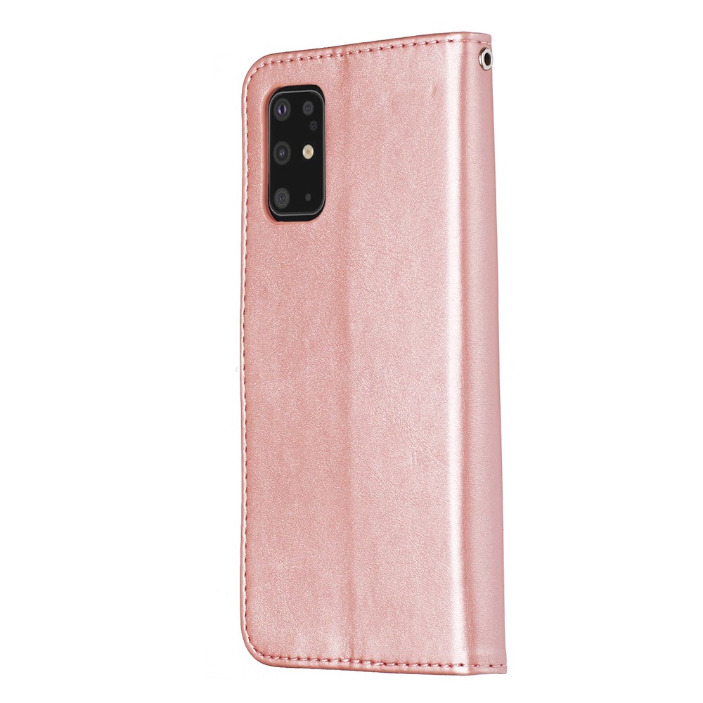 Stylish Zipper Pocket Leather Wallet Case for Samsung Galaxy S20 Plus - Rose Gold-5