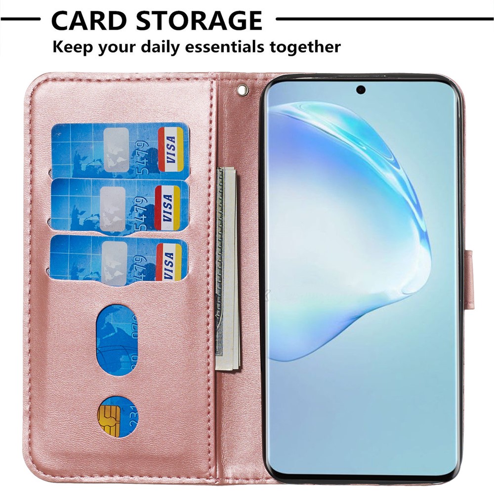 Stylish Zipper Pocket Leather Wallet Case for Samsung Galaxy S20 Plus - Rose Gold-6