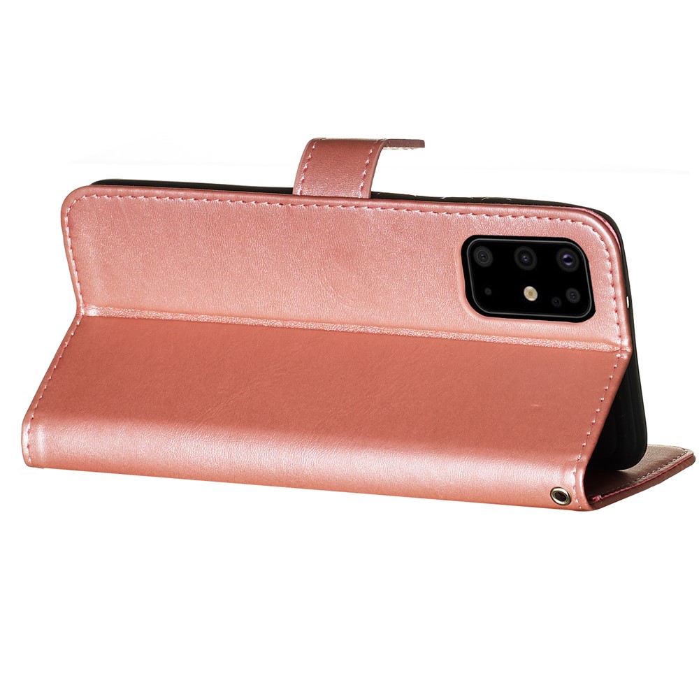Stylish Zipper Pocket Leather Wallet Case for Samsung Galaxy S20 Plus - Rose Gold-7