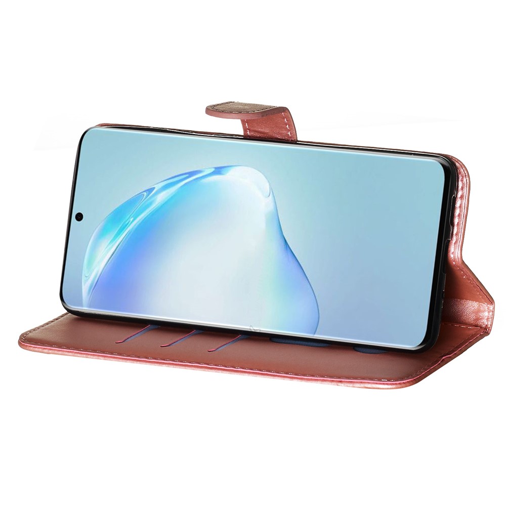 Stylish Zipper Pocket Leather Wallet Case for Samsung Galaxy S20 Plus - Rose Gold-8