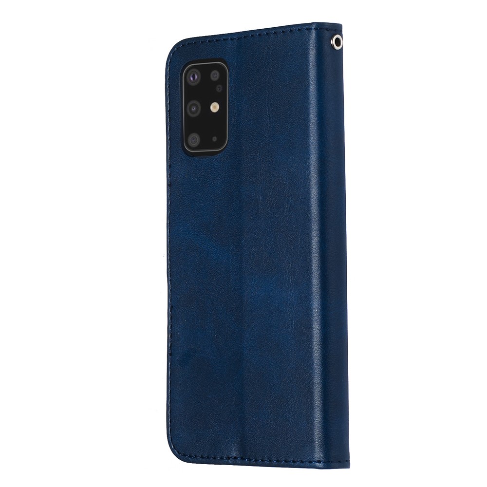 Stylish Zipper Pocket Leather Wallet Case for Samsung Galaxy S20 Plus - Blue-5