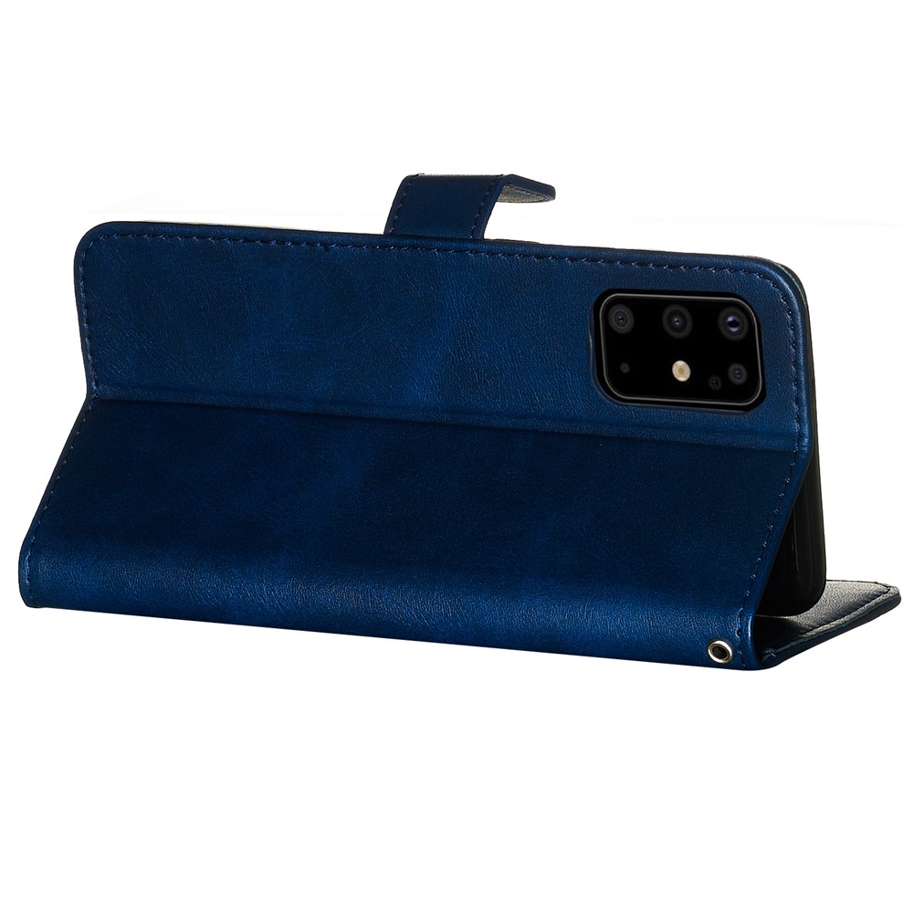 Stylish Zipper Pocket Leather Wallet Case for Samsung Galaxy S20 Plus - Blue-7