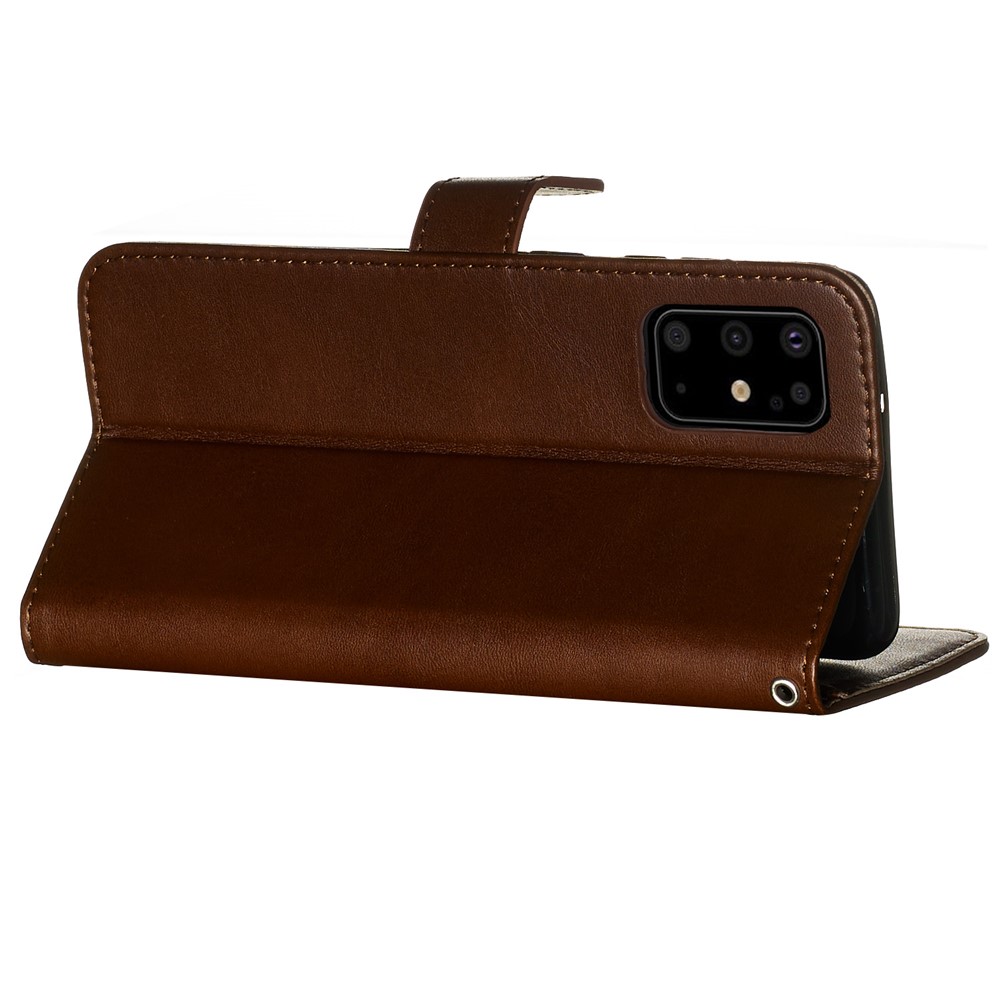 Stylish Zipper Pocket Leather Wallet Case for Samsung Galaxy S20 Plus - Brown-7