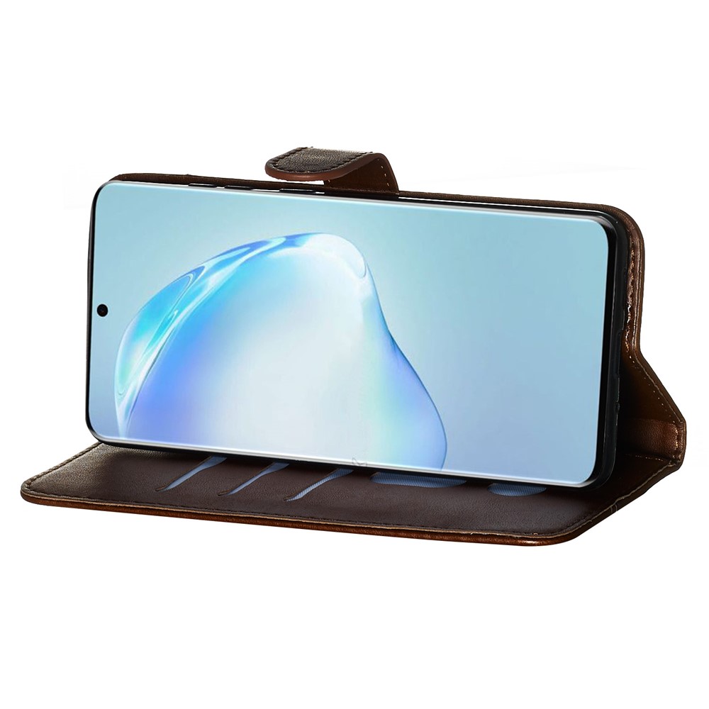 Stylish Zipper Pocket Leather Wallet Case for Samsung Galaxy S20 Plus - Brown-8