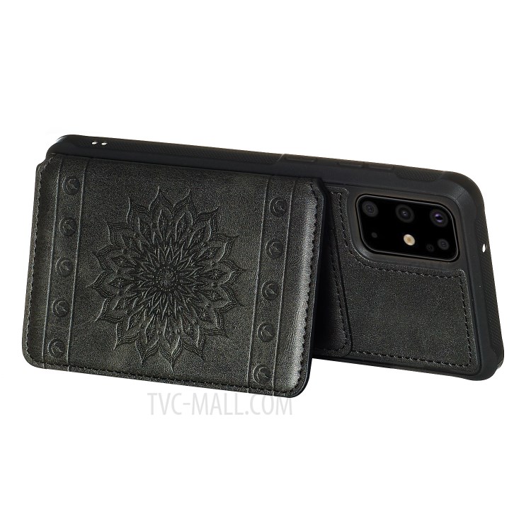 PU Leather Coated TPU Phone Case with Strap Cover for Samsung Galaxy S20 Plus - Black-5