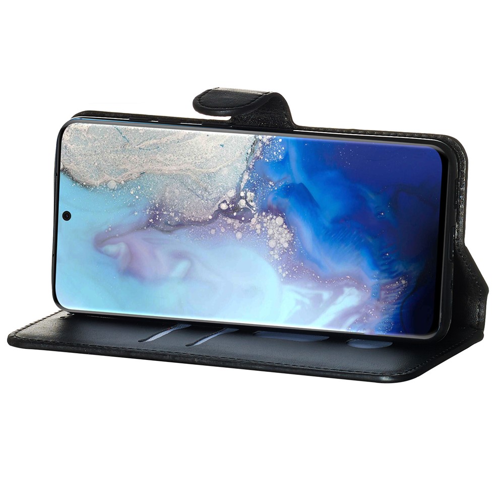 Com Cobertura de Couro Flip de Suporte de Carteira Para o Samsung Galaxy S20 4G/S20 5G - Preto-9