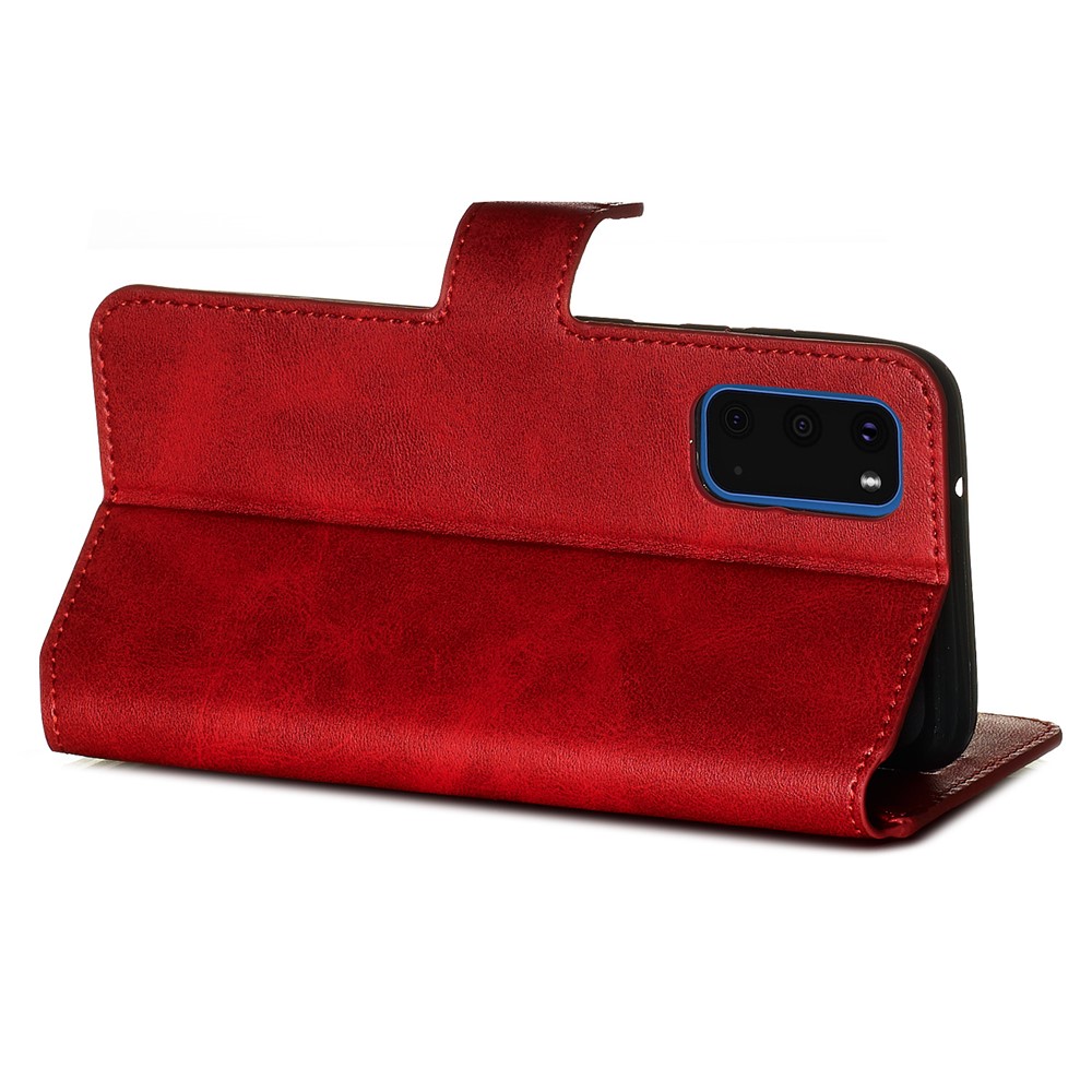 With Wallet Stand Flip Leather Phone Covering for Samsung Galaxy S20 - Red-8