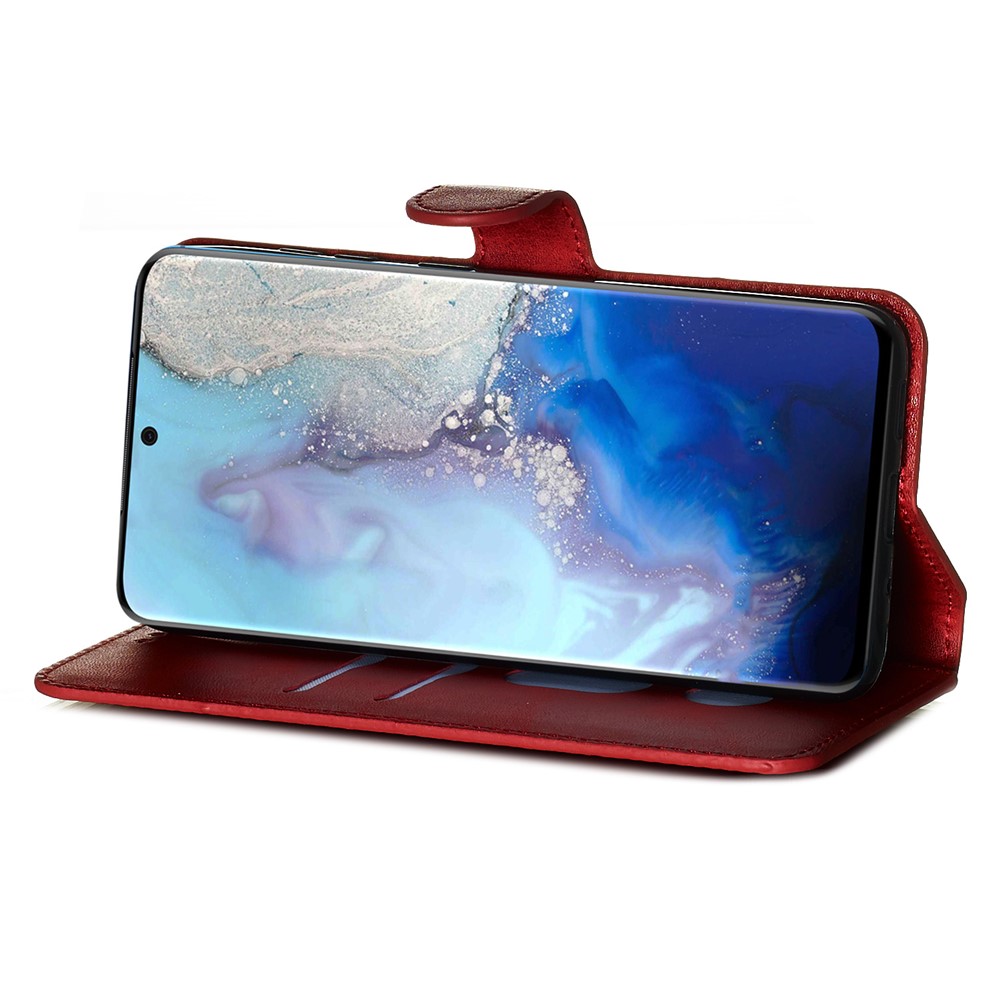 With Wallet Stand Flip Leather Phone Covering for Samsung Galaxy S20 - Red-9