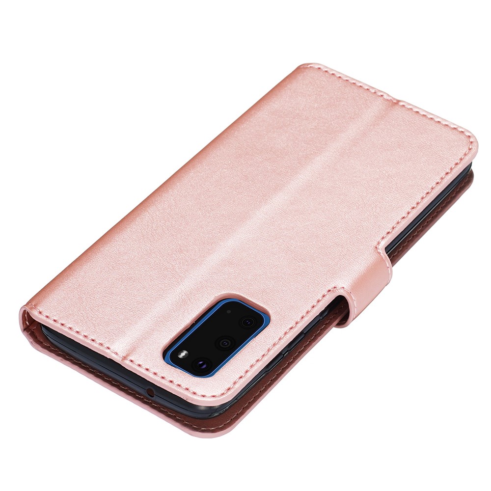 With Wallet Stand Flip Leather Phone Covering for Samsung Galaxy S20 - Rose Gold-4