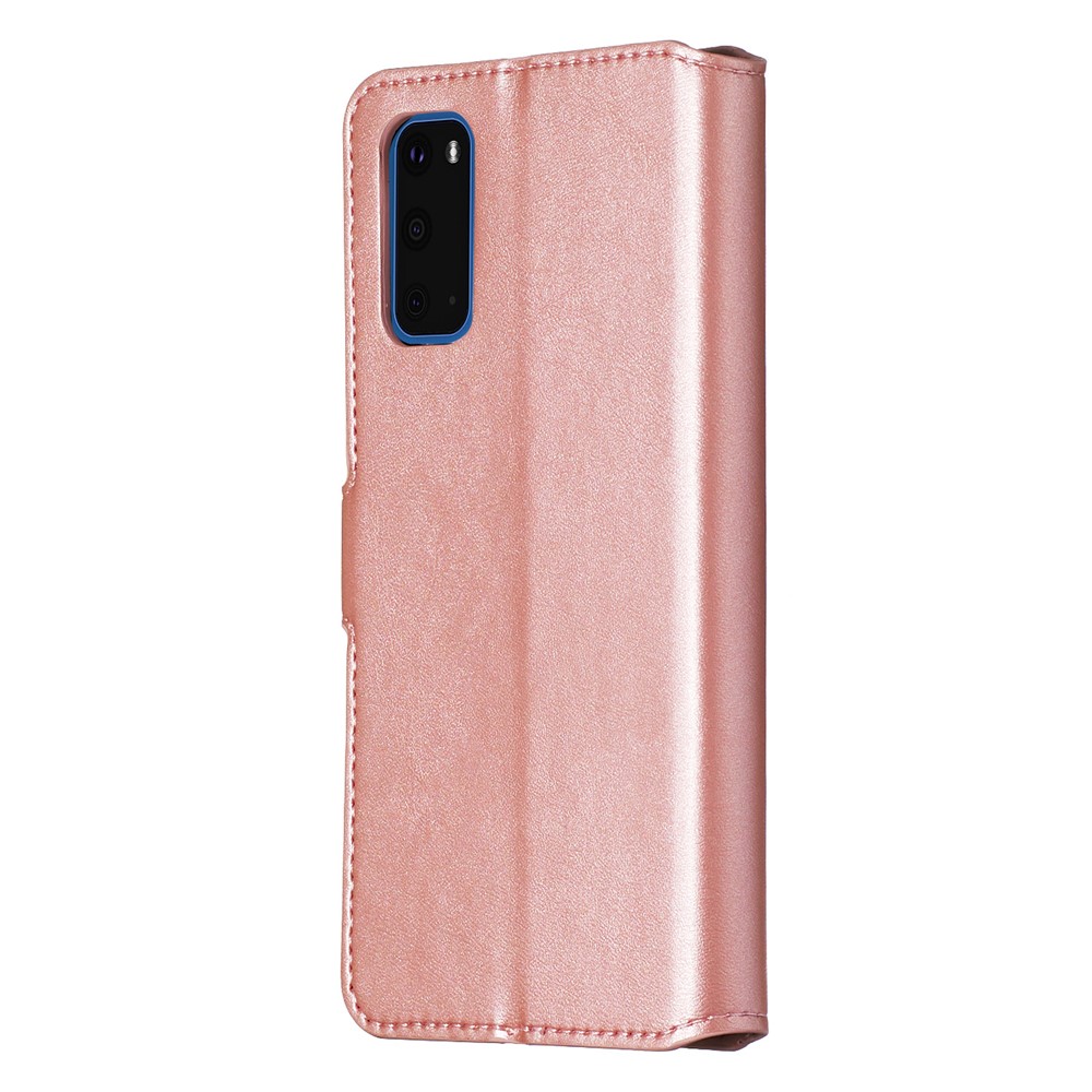 With Wallet Stand Flip Leather Phone Covering for Samsung Galaxy S20 - Rose Gold-6