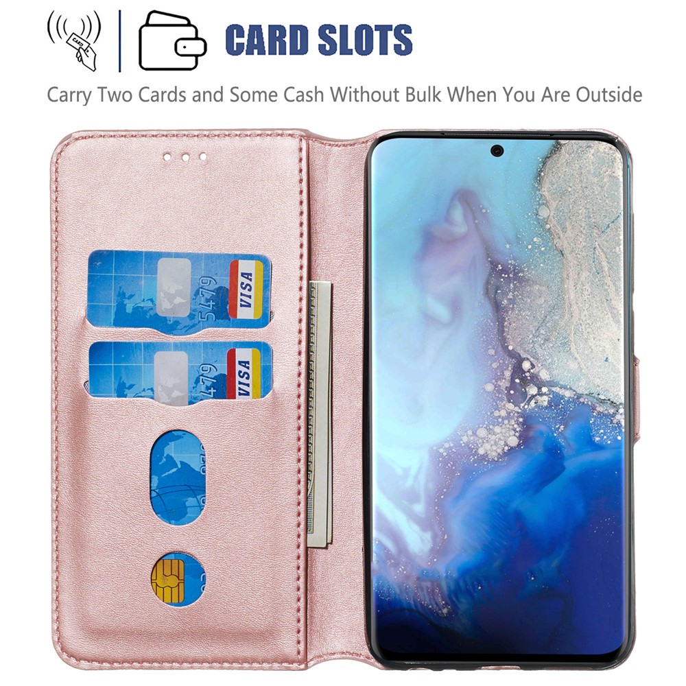 With Wallet Stand Flip Leather Phone Covering for Samsung Galaxy S20 - Rose Gold-7