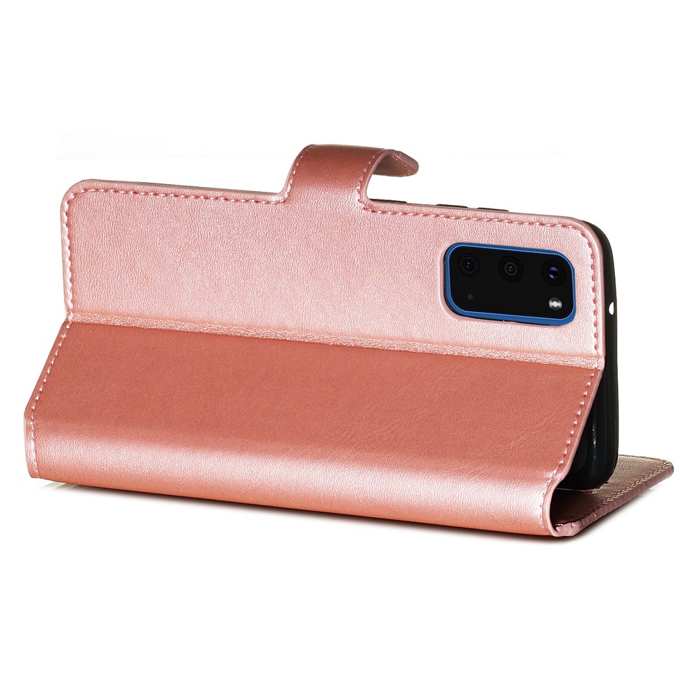 With Wallet Stand Flip Leather Phone Covering for Samsung Galaxy S20 - Rose Gold-8