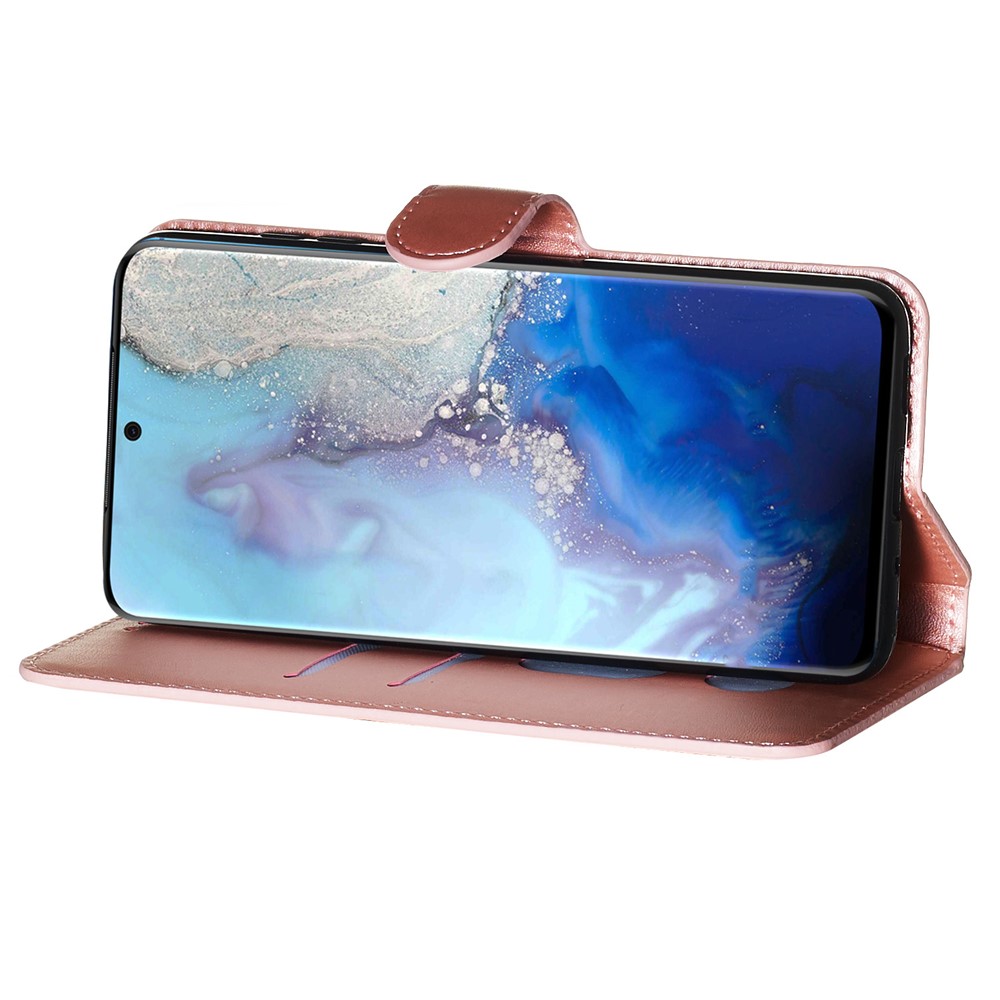 With Wallet Stand Flip Leather Phone Covering for Samsung Galaxy S20 - Rose Gold-9