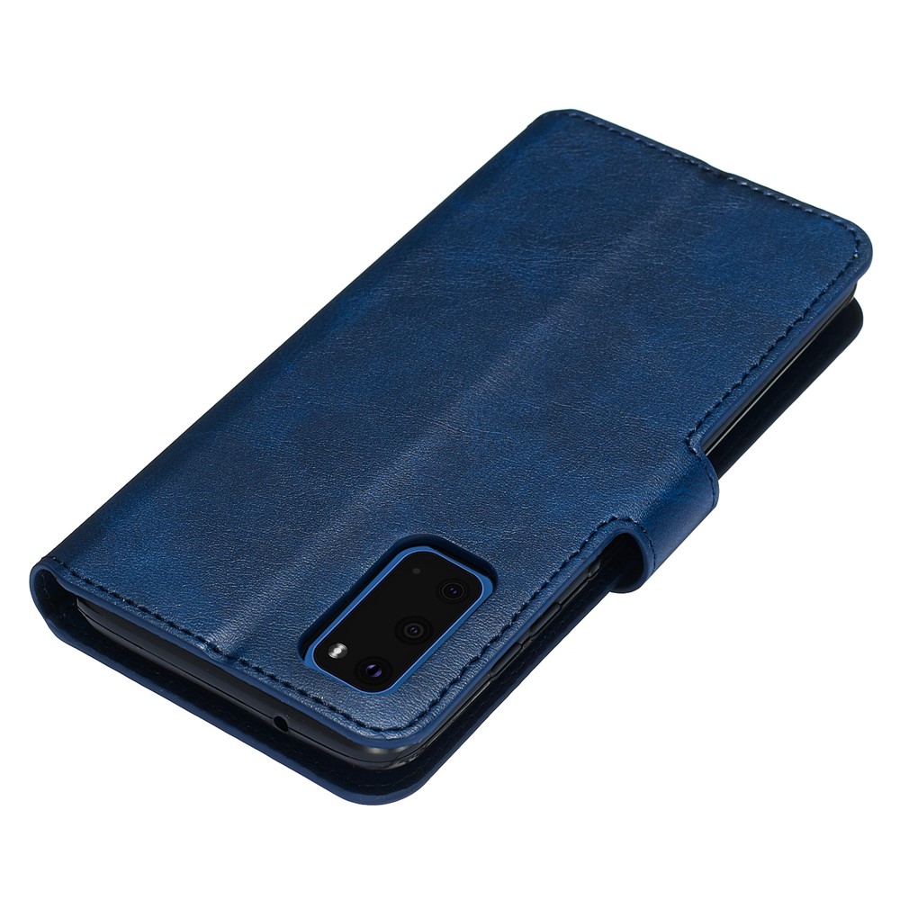 With Wallet Stand Flip Leather Phone Covering for Samsung Galaxy S20 - Blue-4
