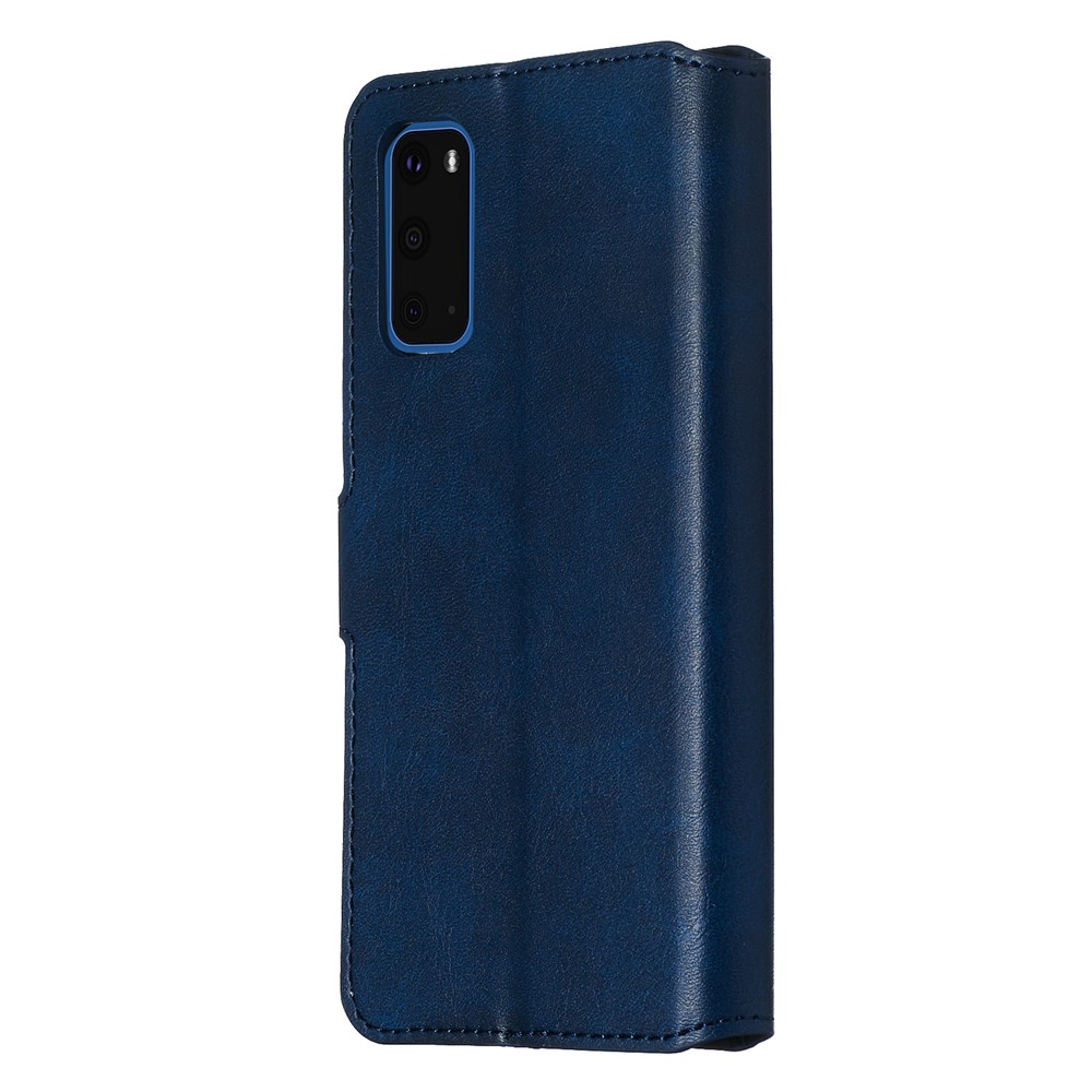 With Wallet Stand Flip Leather Phone Covering for Samsung Galaxy S20 - Blue-6