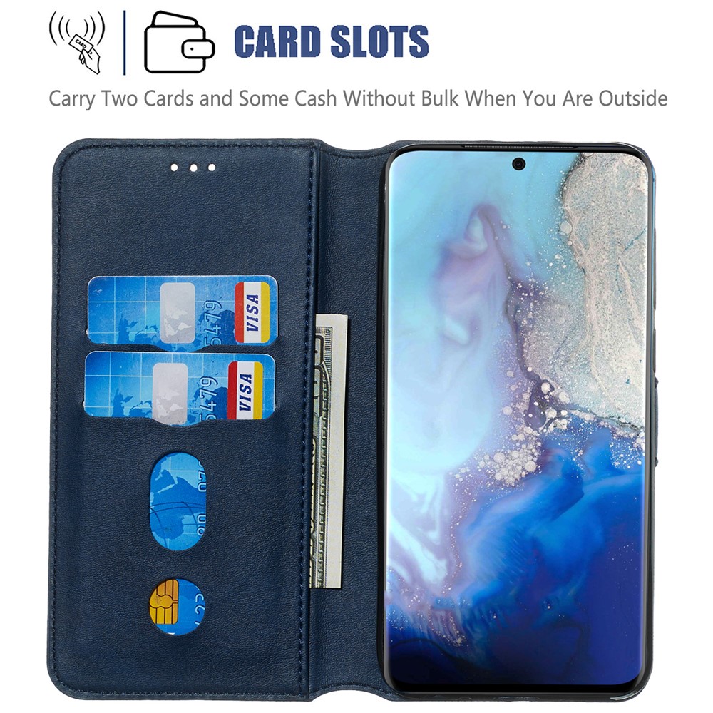 With Wallet Stand Flip Leather Phone Covering for Samsung Galaxy S20 - Blue-7