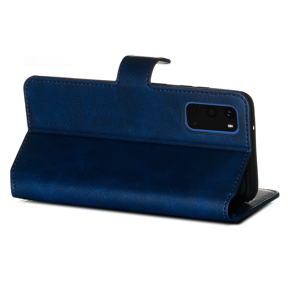 With Wallet Stand Flip Leather Phone Covering for Samsung Galaxy S20 - Blue-8