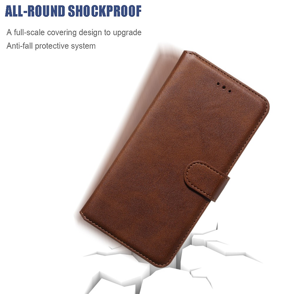 With Wallet Stand Flip Leather Phone Covering for Samsung Galaxy S20 - Brown-12