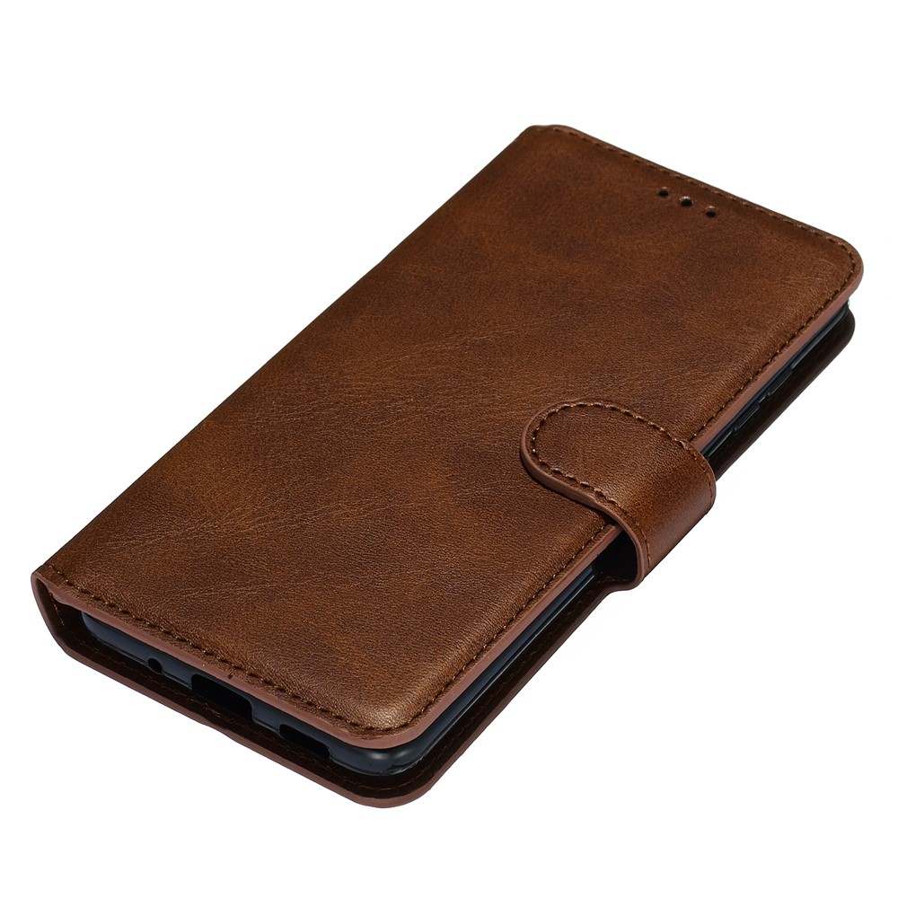 With Wallet Stand Flip Leather Phone Covering for Samsung Galaxy S20 - Brown-3