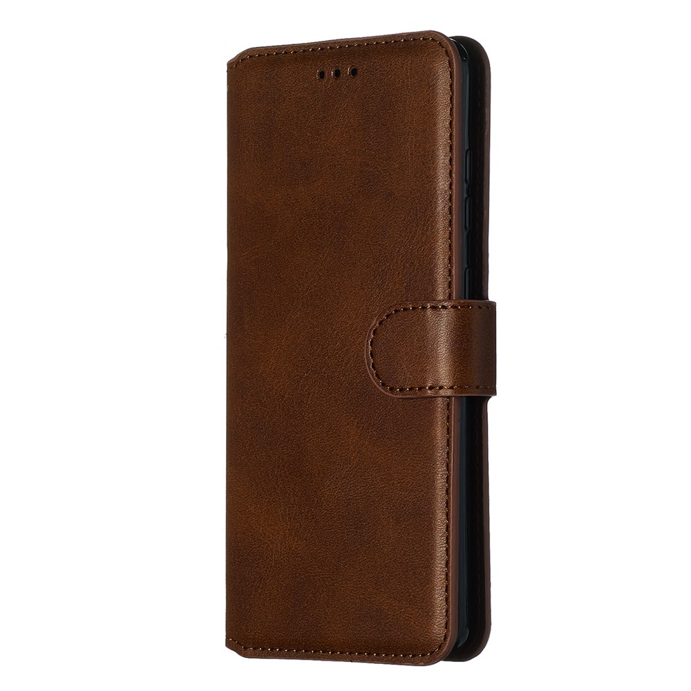 With Wallet Stand Flip Leather Phone Covering for Samsung Galaxy S20 - Brown-5