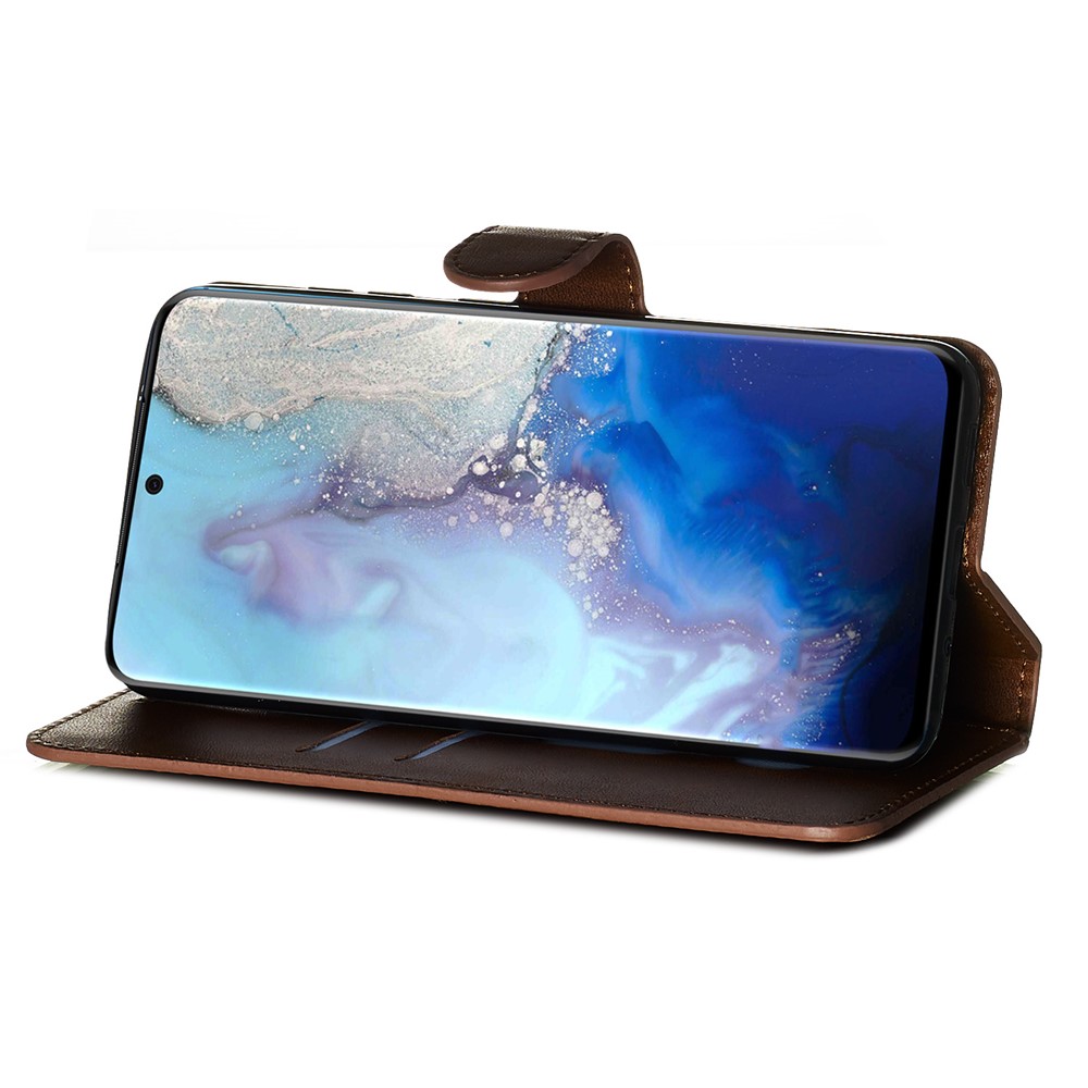 With Wallet Stand Flip Leather Phone Covering for Samsung Galaxy S20 - Brown-9