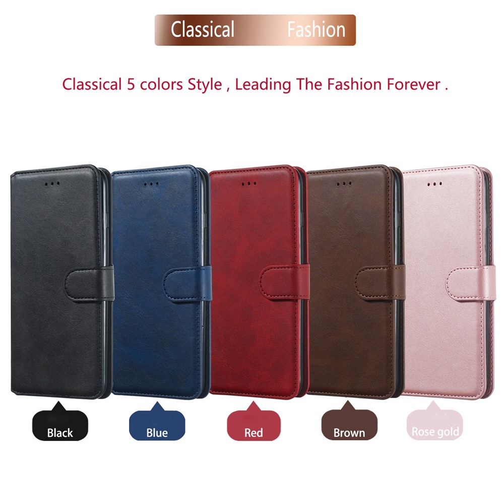 Solid Color Flip Leather Wallet Phone Cover for Samsung Galaxy S20 Plus - Black-14