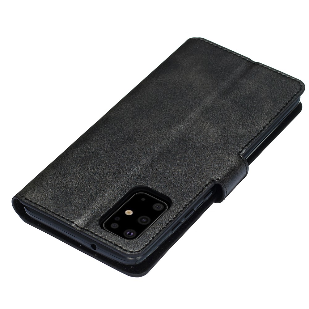 Solid Color Flip Leather Wallet Phone Cover for Samsung Galaxy S20 Plus/S11 - Black-4