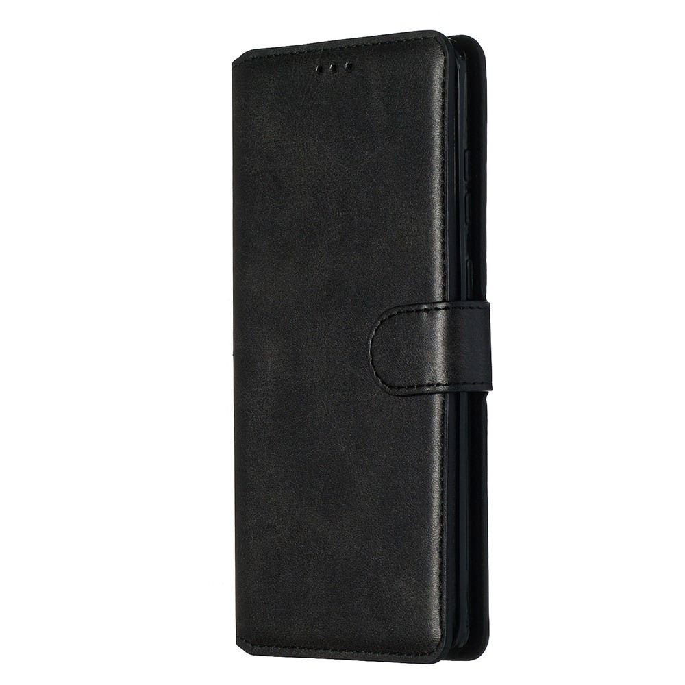 Solid Color Flip Leather Wallet Phone Cover for Samsung Galaxy S20 Plus/S11 - Black-5