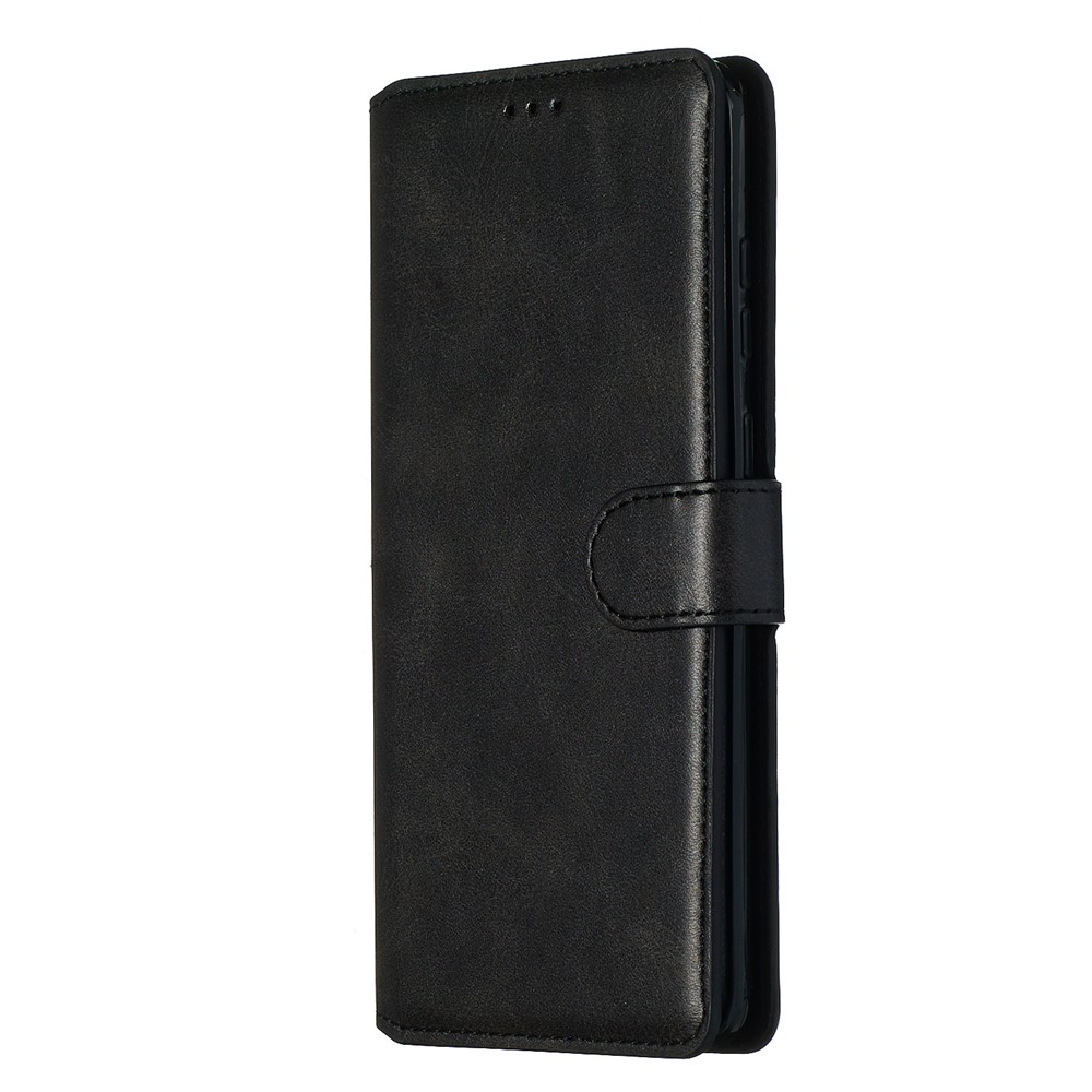 Solid Color Flip Leather Wallet Phone Cover for Samsung Galaxy S20 Plus - Black-5