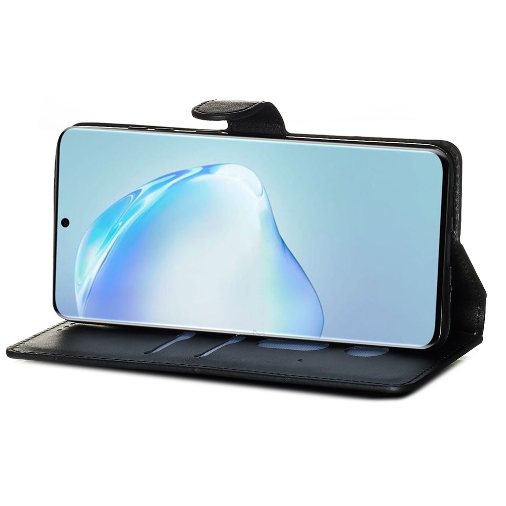 Solid Color Flip Leather Wallet Phone Cover for Samsung Galaxy S20 Plus/S11 - Black-9