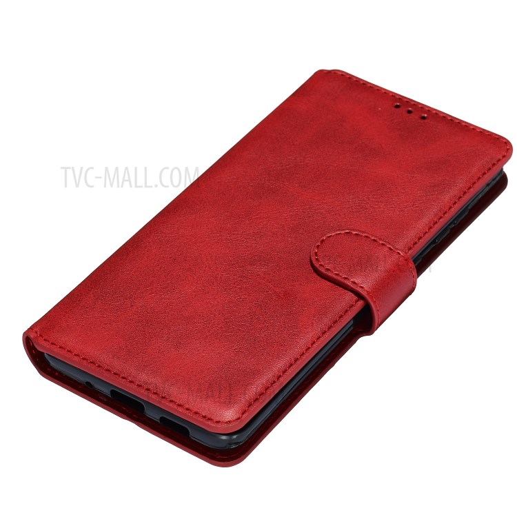 Solid Color Flip Leather Wallet Phone Cover for Samsung Galaxy S20 Plus - Red-3