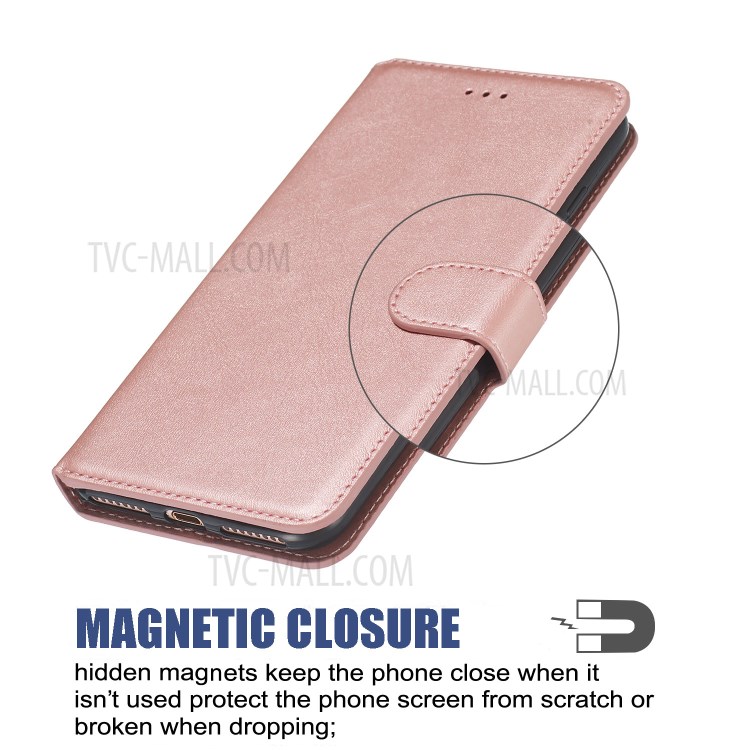 Solid Color Flip Leather Wallet Phone Cover for Samsung Galaxy S20 Plus - Rose Gold-11