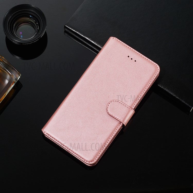 Solid Color Flip Leather Wallet Phone Cover for Samsung Galaxy S20 Plus - Rose Gold-13
